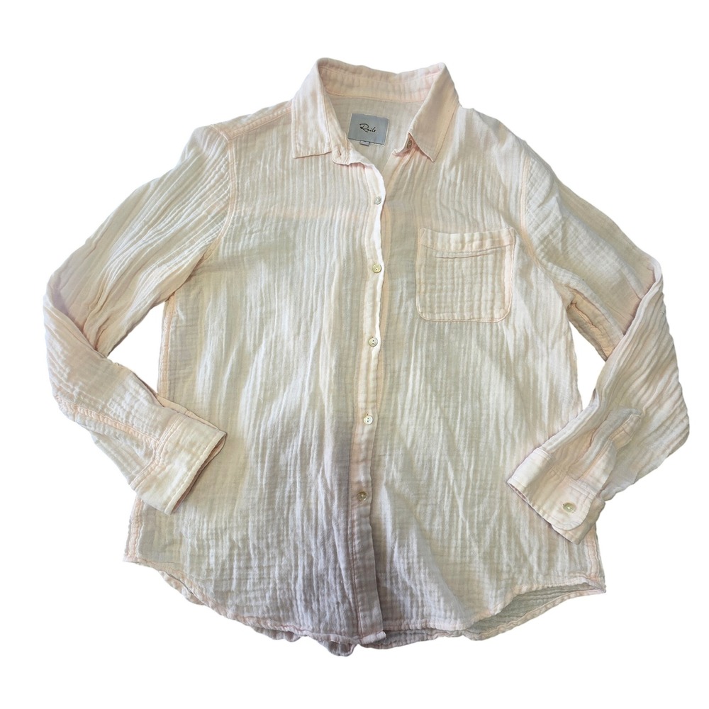 Rails Cotton Gauze Button Down Ellis Shirt‎ Medium Petal Pink Long Sleeve Top